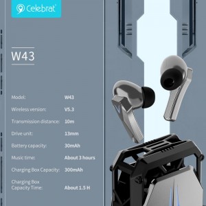Nova arribada Celebrat W43 Cool Shape Mecha Style TWS Auriculars