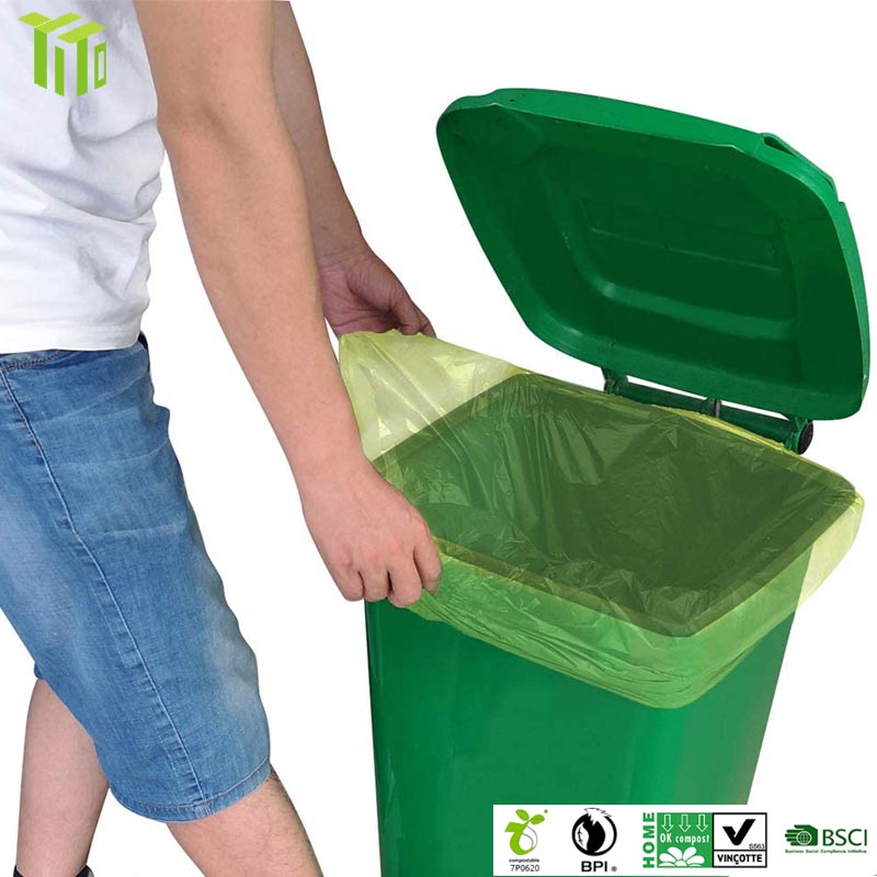 Compostable Biodegradable Garbage Bags , Customized 100% PLA Disposable  Trash Bags