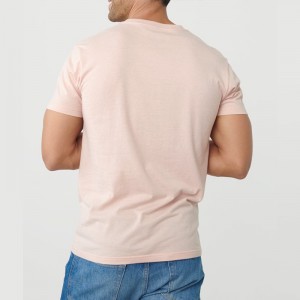 Classic Men 60 Cotton 40 Polyester Pink V-neck T-shirts