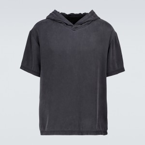Chic Urban Wear Woven Cupro Fiber T-shirt Short Sleeved hoodie