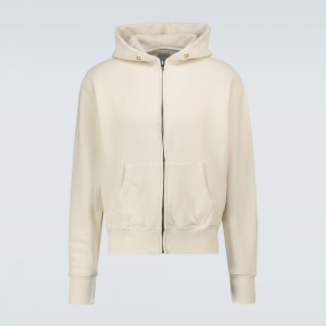 Factory Price For Soft Cotton Sweatshirts - Heavy Cotton Hooded Sweatshirt Cream Full Zip-up hoodie – Yiwan
