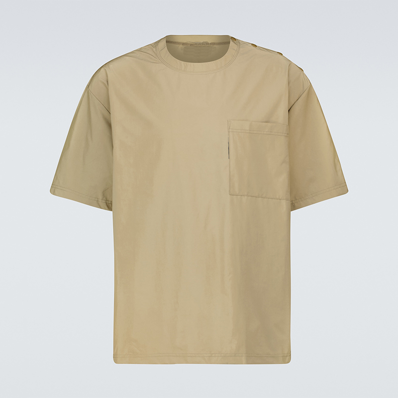 Fashion Men Short-sleeved Oversized Khaki Chest Pocket technical T-shirt Featured Image
