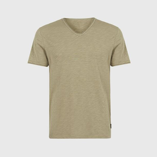Lightweight-Slub-100-Cotton-V-Neck-T-Shirts-with-Raw-cutting