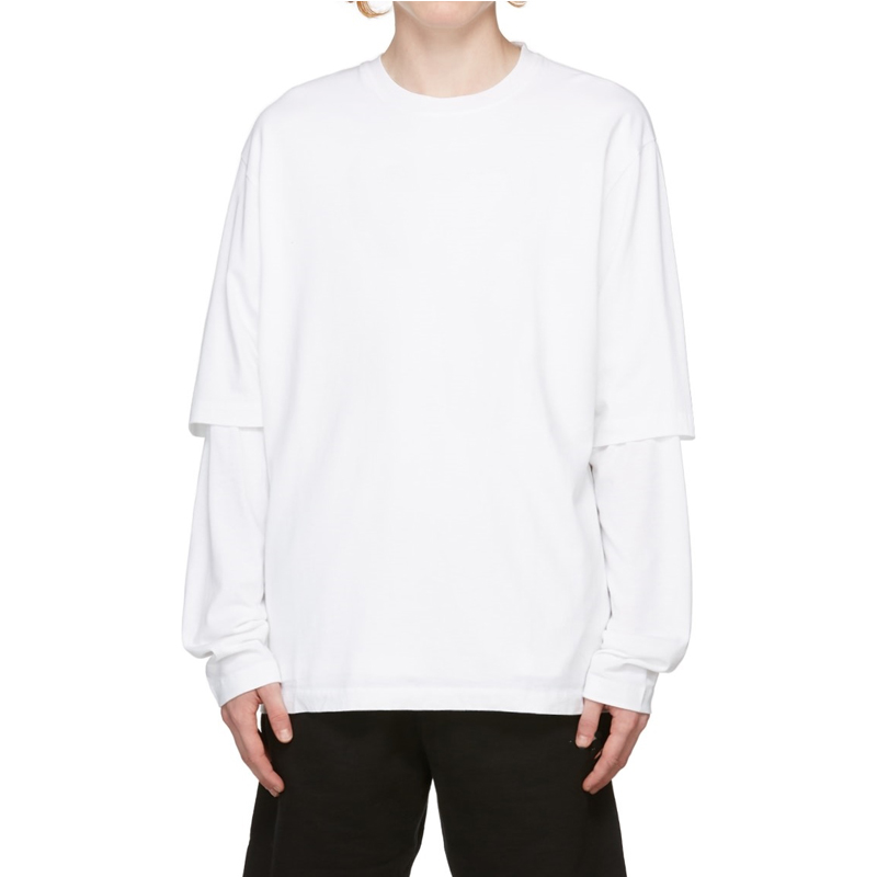 Factory Promotional Oversized Boxy T Shirt - Custom Plain White Cotton Double Sleeve Long Sleeve T-shirts – Yiwan