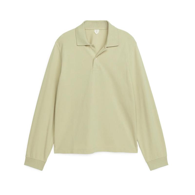 Long-Sleeved Piqué Polo Shirt (1)