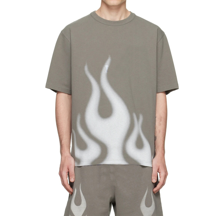 Organic cotton jersey T-shirt flame print 3