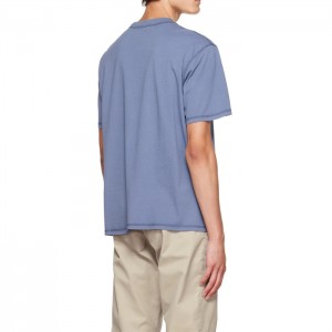 Basic Style Cotton Jersey Tee Overlock Stitch T-Shirt