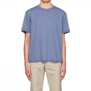 Basic Style Cotton Jersey Tee Overlock Stitch T-Shirt