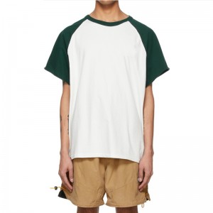 Super Lowest Price Modal V Neck T Shirt - Custom Yong Raw Edge Raglan Sleeve Colorblock T-shirt – Yiwan