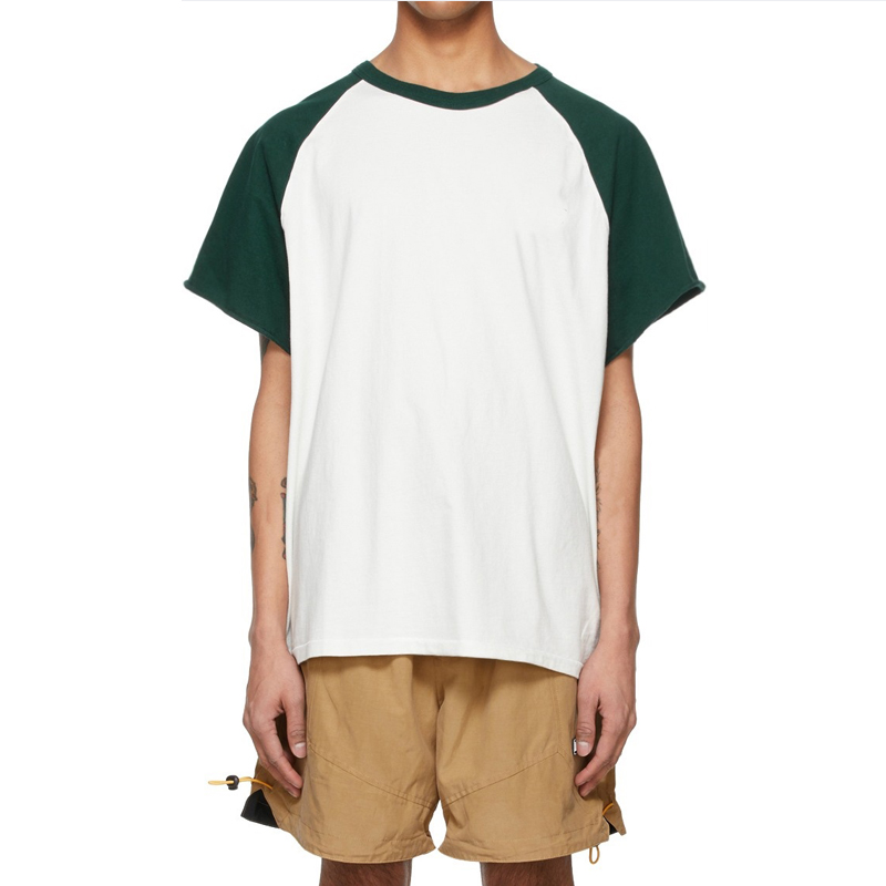 Custom Yong Raw Edge Raglan Sleeve Colorblock T-shirt Featured Image