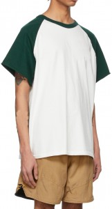 Custom Yong Raw Edge Raglan Sleeve Colorblock T-shirt