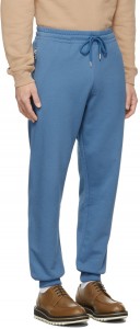 Stylish Relaxed Fit Blue Cotton French Terry Lounge Pants