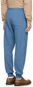 Stylish Relaxed Fit Blue Cotton French Terry Lounge Pants