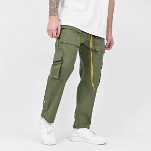 Street Style Men’s Snap Leg Pockets Olive Cargo Pants