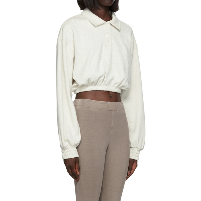 Good Wholesale Vendors 100 Percent Cotton Sweatshirt - Latest Women French Terry White Cropped Sweatshirt   – Yiwan