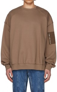 Oversized Loose Drop Shoulder Zip Vent Brown Sweatshirts
