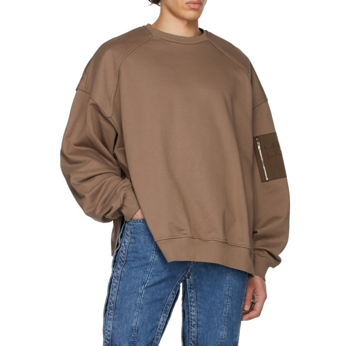 Oversized Loose Drop Shoulder Zip Vent Brown Sweatshirts Featured Image