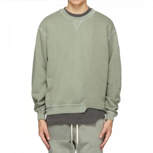 Factory made hot-sale High Neck Zip Up Hoodie - Street Style Asymmetric Hem Vintage Colorblock Sweatshirt  – Yiwan
