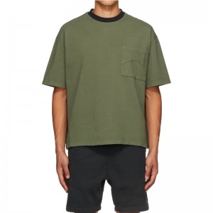 Wholesale Black Mock Neck T Shirt - Street Style Chest Pocket Cotton Khaki Box T-Shirts – Yiwan