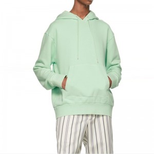 Fashion Drop Shoulder Cotton Teal French terry Hoodie