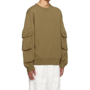 Custom Fashion Jumper Men’s Cotton Terry Khaki Cargo Sweatshirts