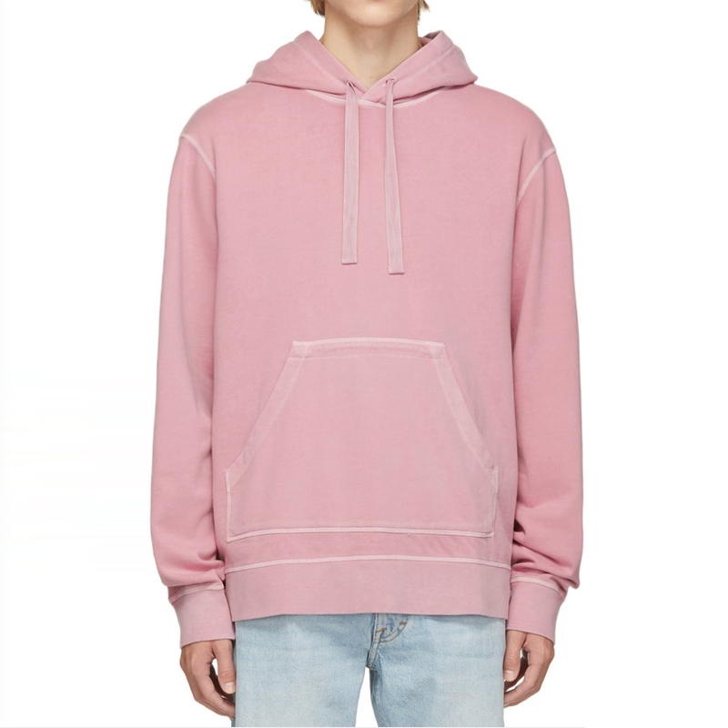 Hot sale Embroidery Design Sweatshirt - Chic Men Drop Shoulder Vintage Pink Fleece Hoodie  – Yiwan