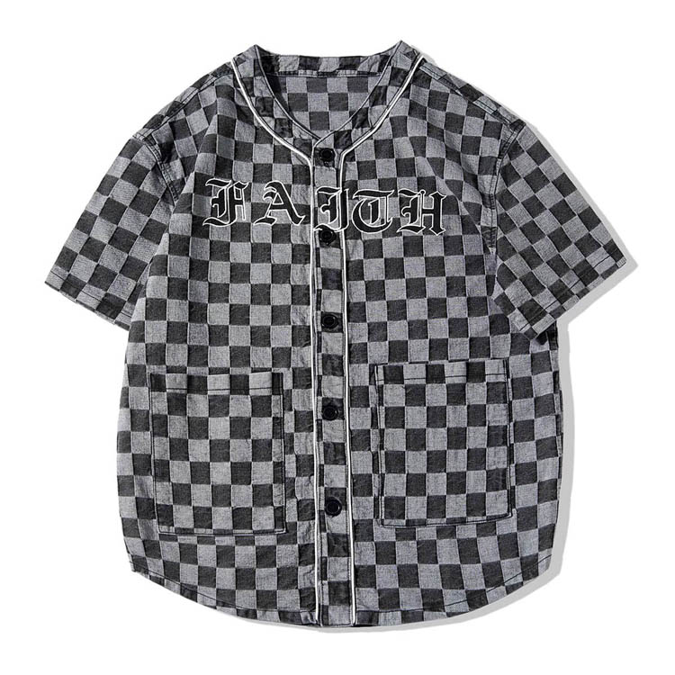 Fashion Plain Jaquard Embroidery Baseball Shirts with pockets Featured Image
