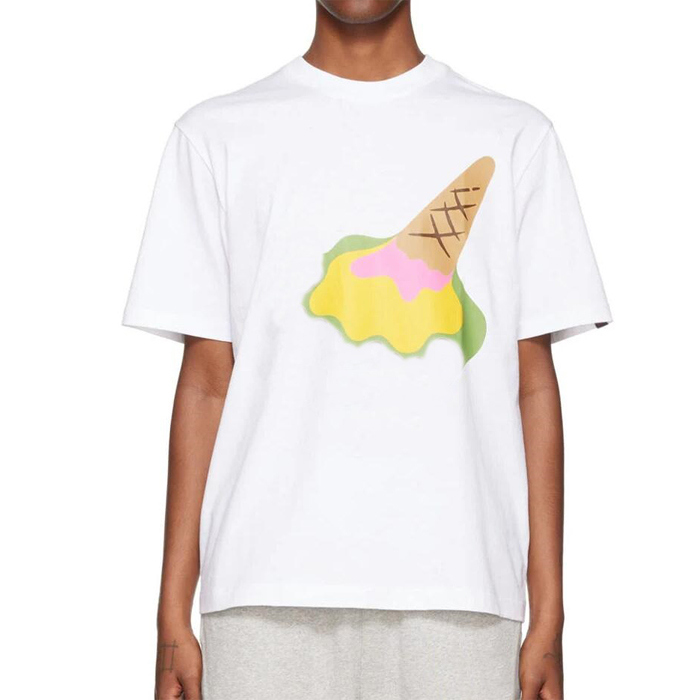 Hot-selling Crew Neck Shirt Long Sleeve - Chic Unisex Icecream Printed Cotton White T-shirts – Yiwan