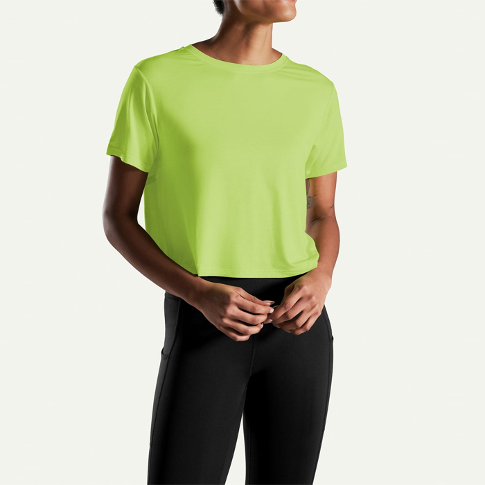 Custom Sports Crop T-shirt Lime Cross Back Tee Featured Image