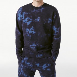 Men Fashion Crew Neck Navy Multi Tie Dye Sweatshirts