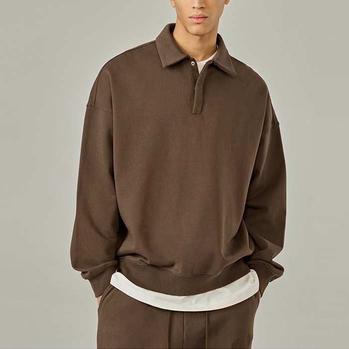 Men Camel Sweatshirts Polo Collar Pullover Jumpers Featured Image