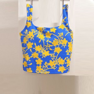 Floral Printed Gym Bra Tank Tops with Removable Pads