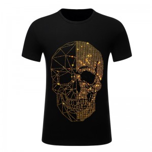 Custom Rhinestone Skull Graphic Cotton T-Shirts