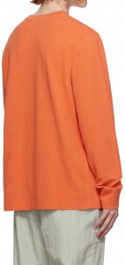 Chic Orange Cotton Blend Waffle Knit Long Sleeve T-Shirts