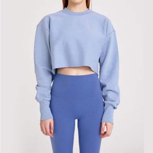 Good Quality Short Sleeve T Shirt Hoodie Mens - Fashion Women Althleisure Oversized Cropped Drop Shoulder Sweatshirts – Yiwan