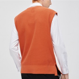 Fashion Men Knitted Crew Neck Sweater Vest with Side Buttons