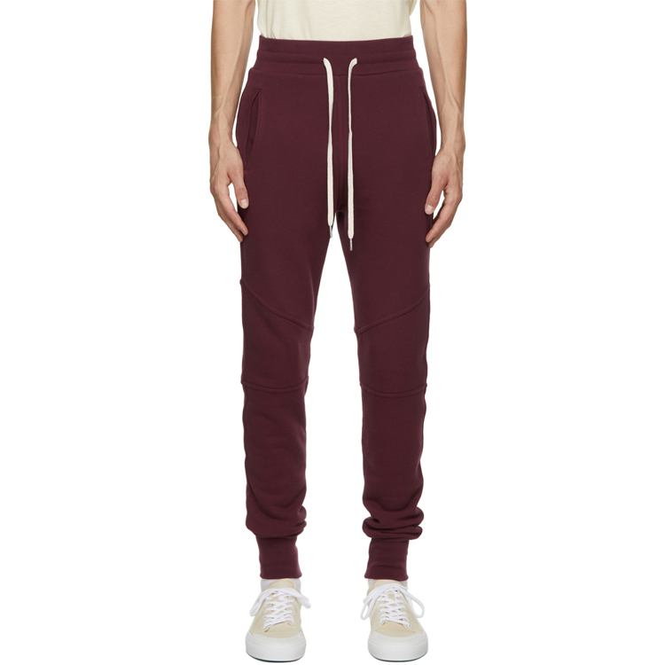 Wholesale Cotton Sweat Shorts - Stylish Burgundy Terry Zipper Pocket Tapered Leg Jogger Pants – Yiwan