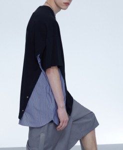 Urban Style Fashion Unisex Two-tone Asymmetrical Textured Tshirt