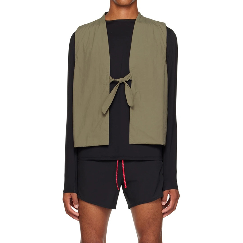 Effortless Lightweight Nylon Taffeta Khaki Cropped Vest Featured Image