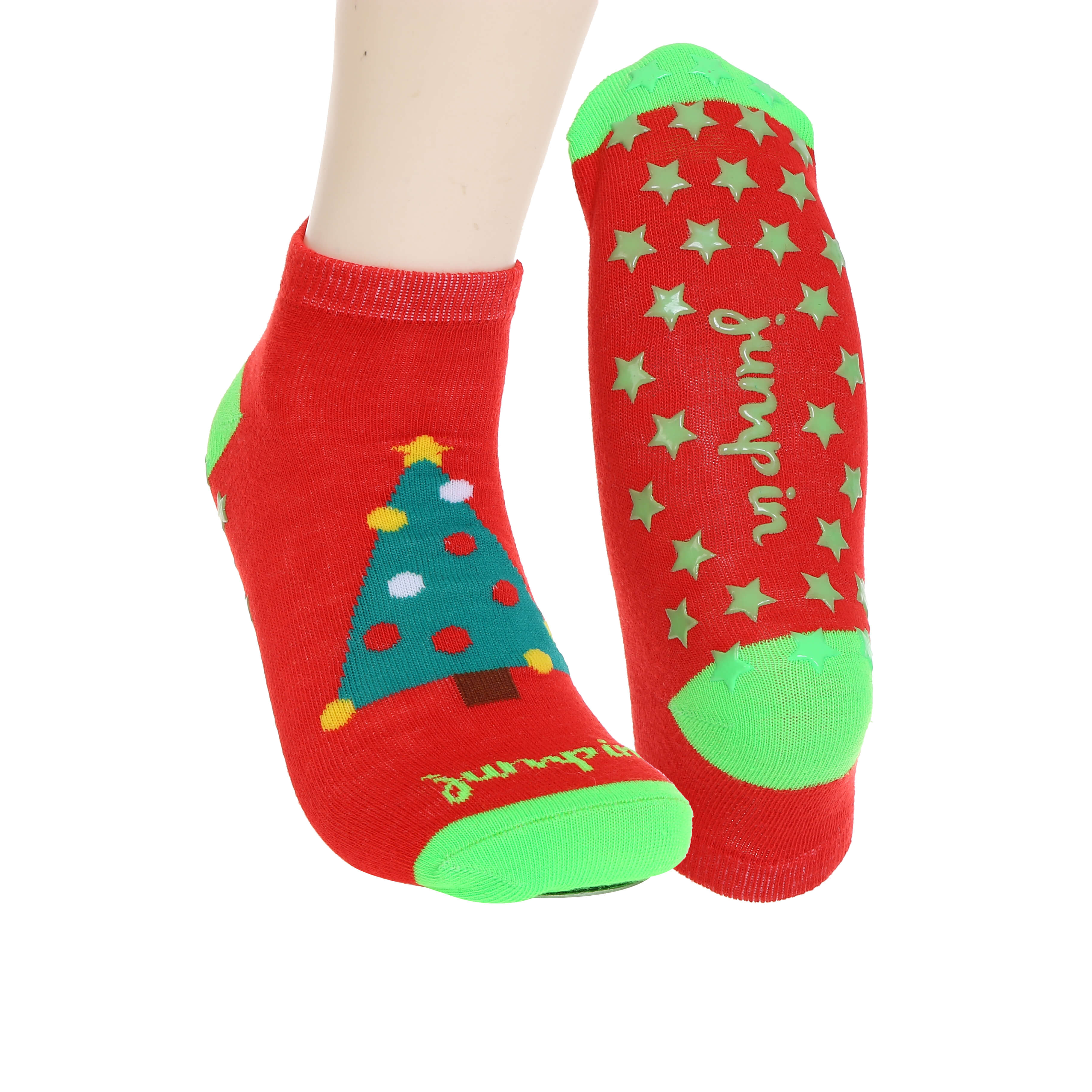 SN-S1114 Christmas Trees Design Custom Logo Anti Slip Socks Women Yoga Socks