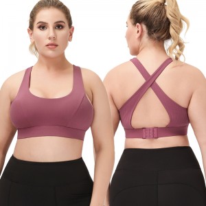 Wholesale Custom Sexy Women High Impact Bra Tops Ladies Athletic Crossed Back Workout Yoga Fitness Push Up Sports Bra