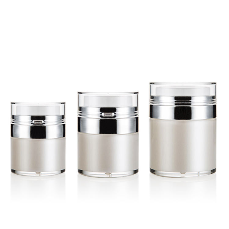 Low price for Mini Cosmetic Jars - Cylinder 15g 30g 50g custom empty refillable airless pump jar 30ml skin care packaging cosmetic acrylic cream jar – Yizheng Packaging