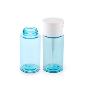 100 200 ml empty blue makeup liquid oil pet pump make up water press top packaging nail polish remover bottle