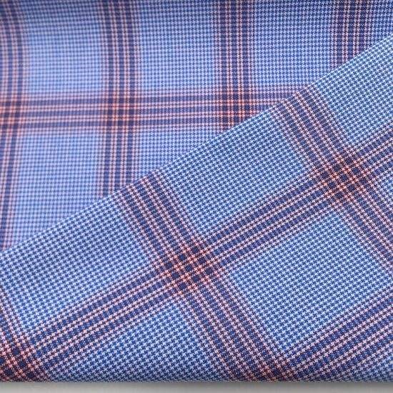 Blue red grid TR suit fabric yuanjia Textile