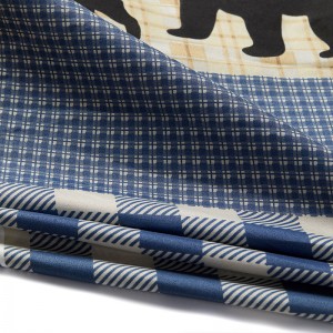 Blue lattice Brushed Printed Fabric yuanjia Textile