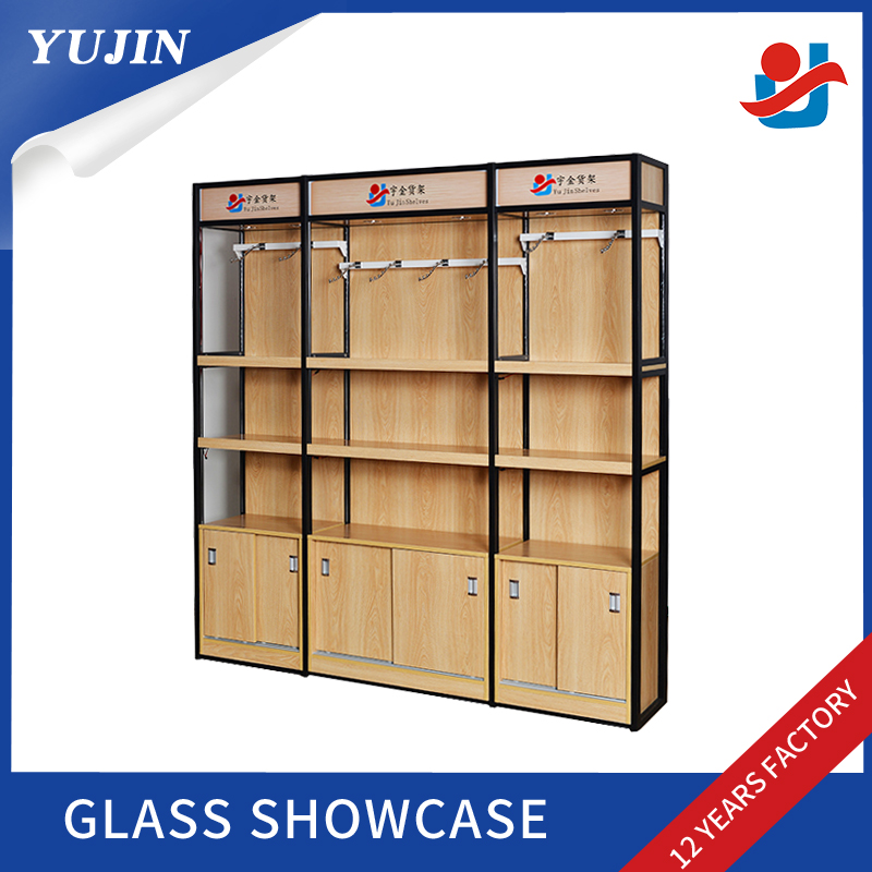 Good Quality Metal & wooden showcase - wooden and metal garment rack for clothing and shoes display store – Yujin