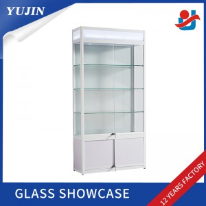 Tempered glass high quality led light display cabinet /glass display cabinet showcase for market display