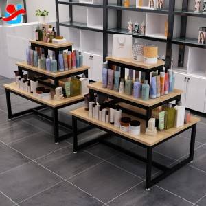 Metal woodden multi-layer shoes bag Skin care products display rack