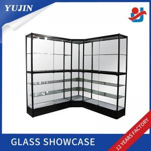L shape Glass cabinet corner combination