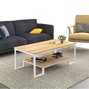 Living Room Steel Wood Right Angle Low Coffee Table